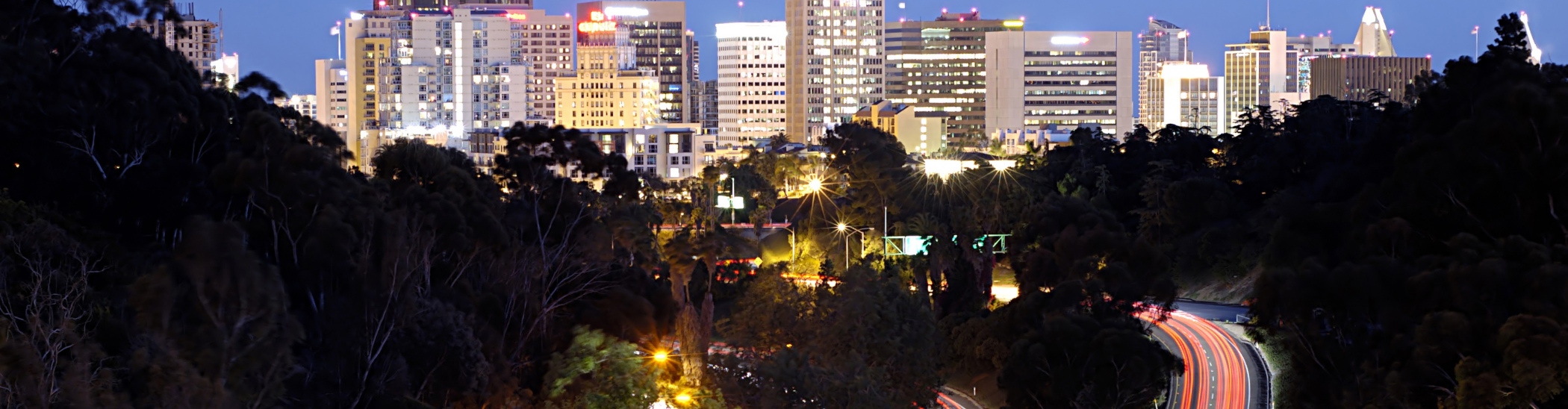 A view of downtown San Diego at night